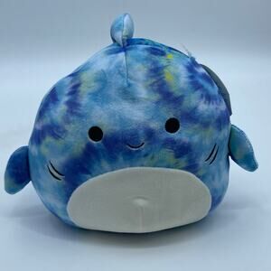 Squishmallows Luther Blue Tie-Dye Tiger Shark Kellytoy Cute Plush NEW 8 inch
